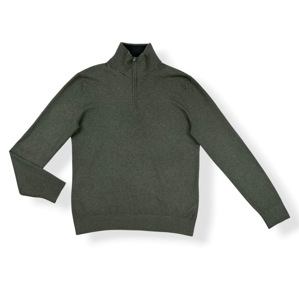Banana Republic Sweater Mens Green Quarter Zip Long Sleeve Cotton Cashmere